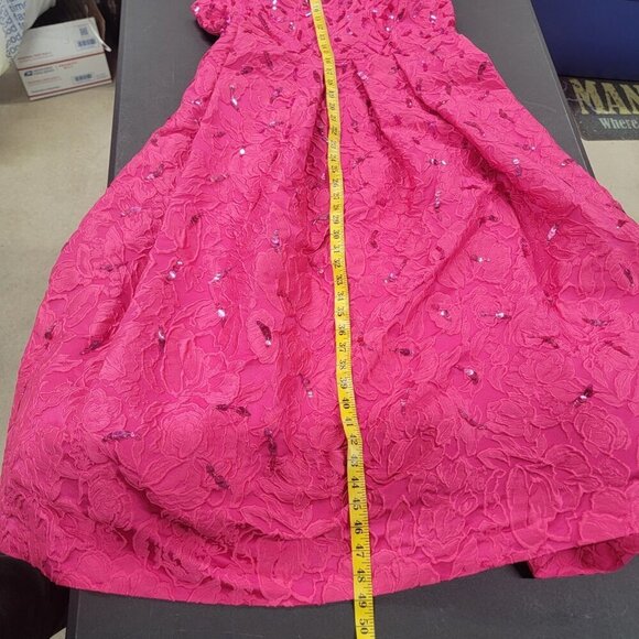 Sachin & Babi Ashley Brocade Midi Dress Pink Glitter Pockets Lined Prom Formal - Picture 15 of 16